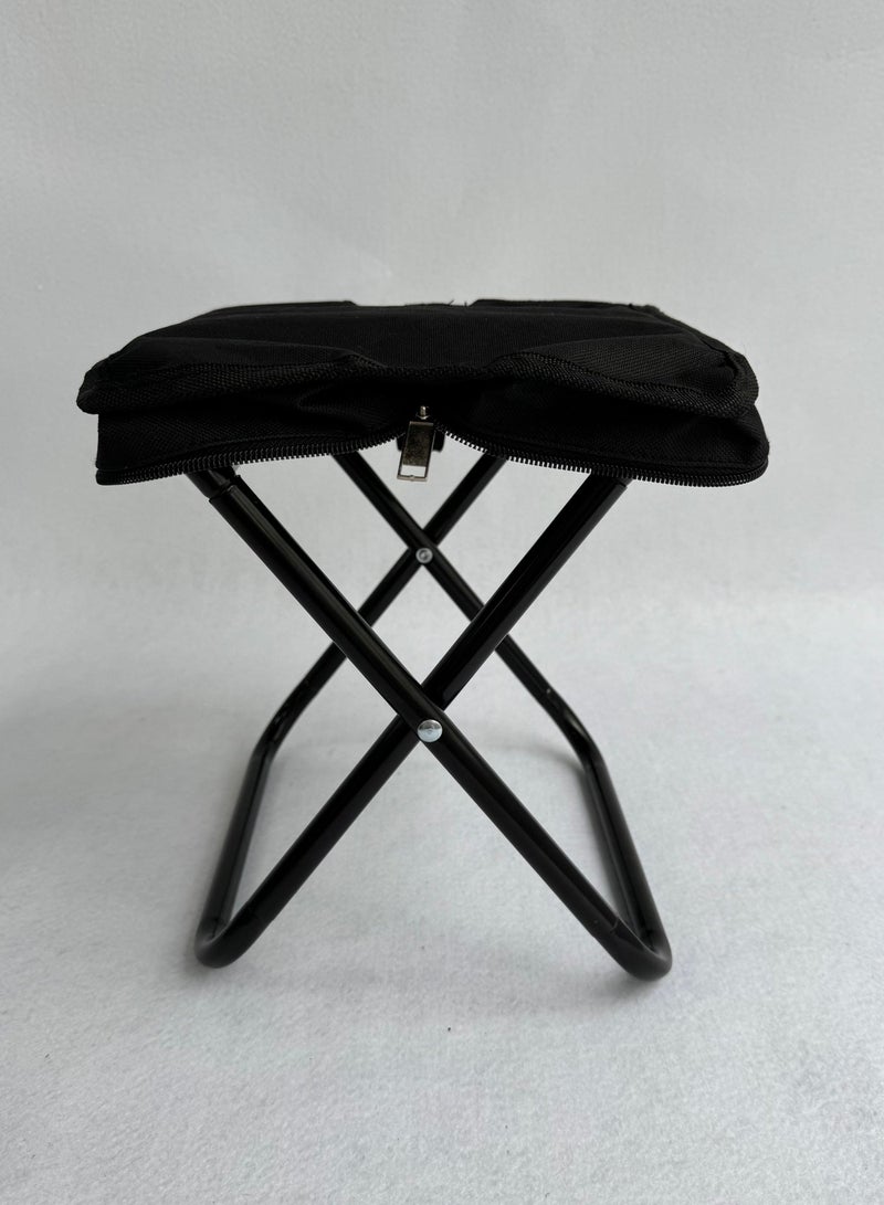 porodo Quick-Fold Portable Camping Seat/ Ultra-Compact/ Lightweight/ 100kg Load Capacity/ Comfortable X-Frame Design with Fast One-Step Setup/ Breathable 600D Fabric/ Outdoor Chair With Handy Storage Pouch- Black - Image 2